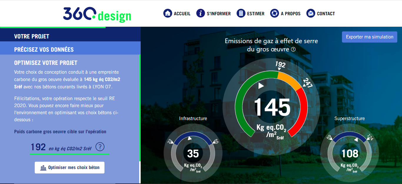 extrait dune simulation de limpact carbone du gros oeuvre en logement collectif